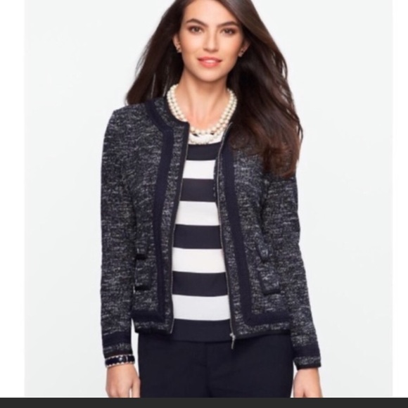 Talbots blue tweed zip jacket - Picture 2 of 9